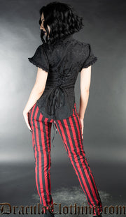 Red Striped Five Button Pants