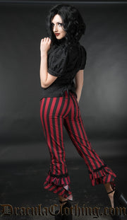 Red Striped Ruffle Pants