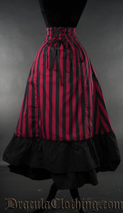 RED STRIPED TWO LAYER BUSTLE SKIRT