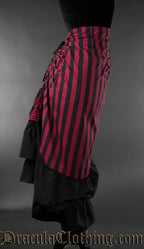 RED STRIPED TWO LAYER BUSTLE SKIRT