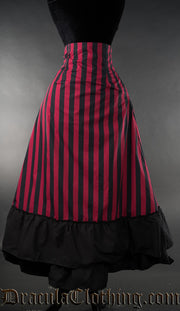 RED STRIPED TWO LAYER BUSTLE SKIRT