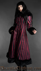 Red Striped Winter Coat With Hood
