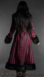Red Striped Winter Coat With Hood