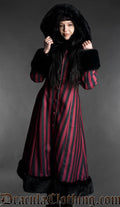Red Striped Winter Coat With Hood