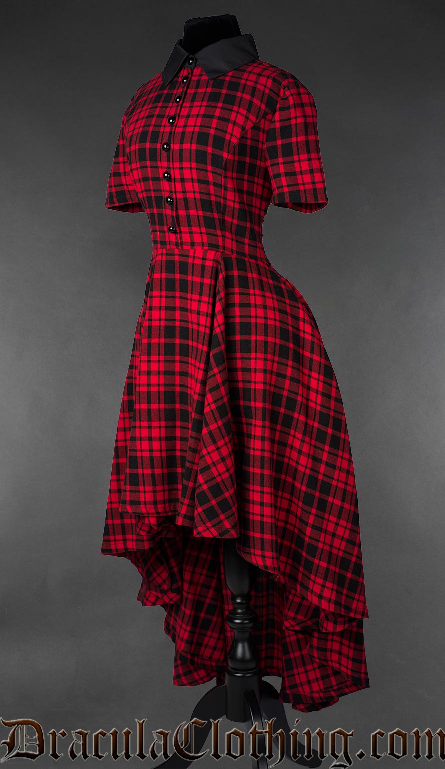 Red Tartan High Low Dress