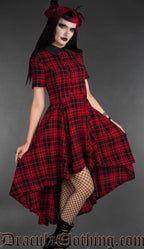 Red Tartan High Low Dress