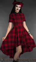 Red Tartan High Low Dress