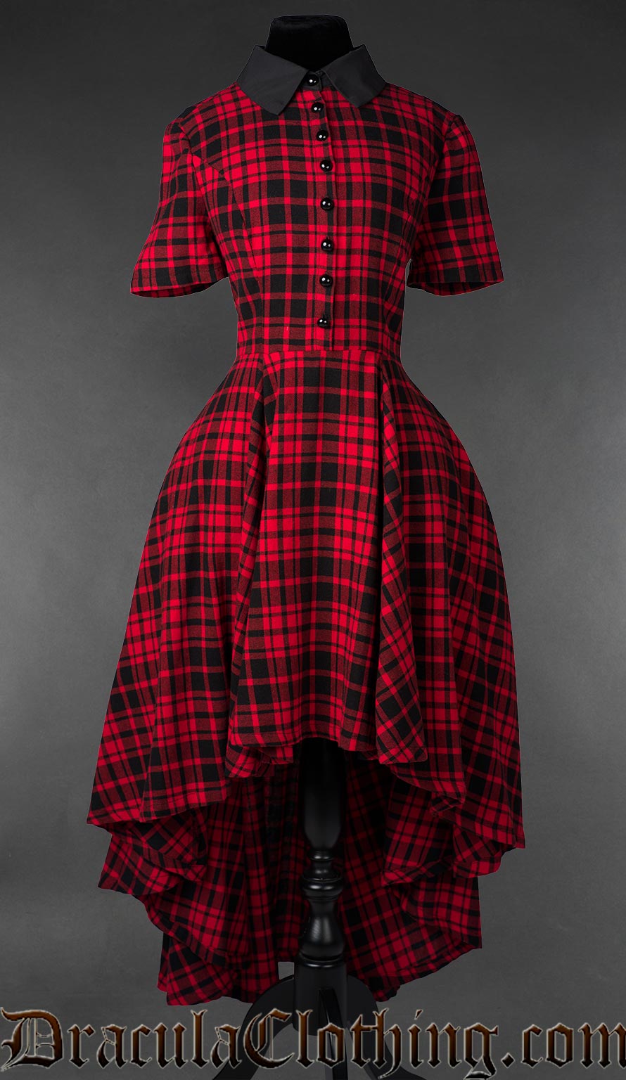 Red Tartan High Low Dress