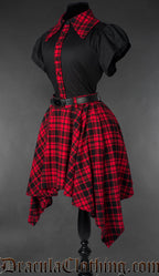 High low cotton tartan skirt with pockets
