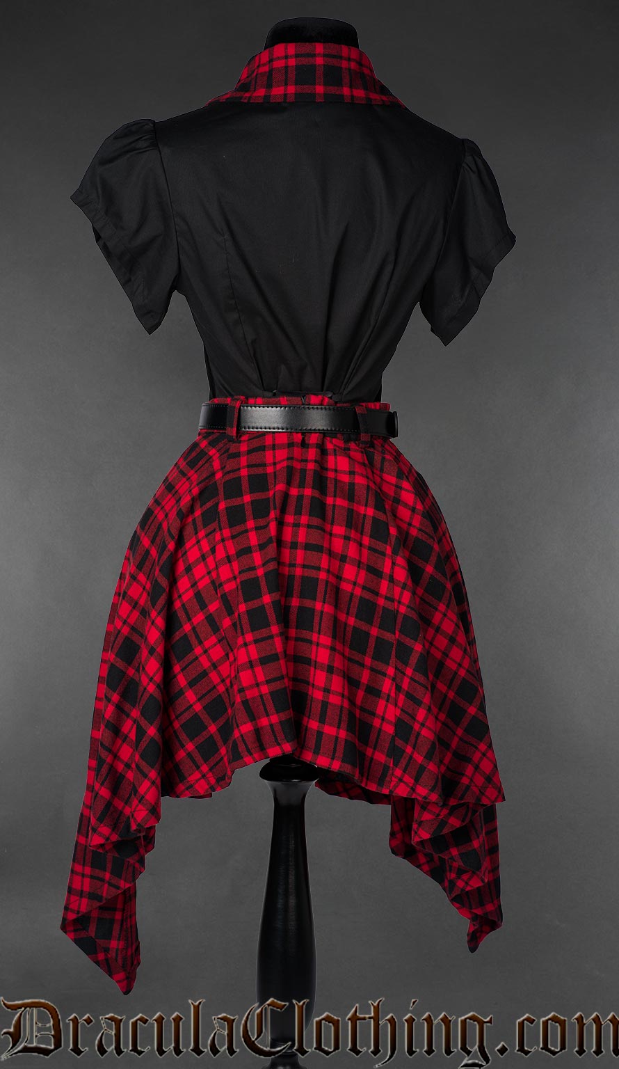 High low cotton tartan skirt with pockets