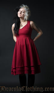 RED THREE LAYER DRESS