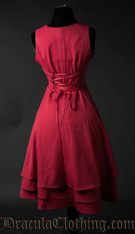 RED THREE LAYER DRESS