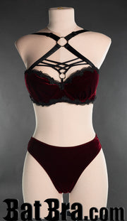 Red Velvet Harness Bra