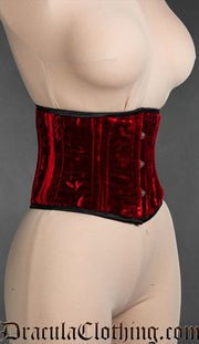 Red Velvet Laceless Corset