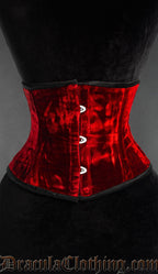 Rich red velvet waist cincher with black satin border