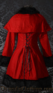 Thick Winter Wool Coat Red Satin Lining