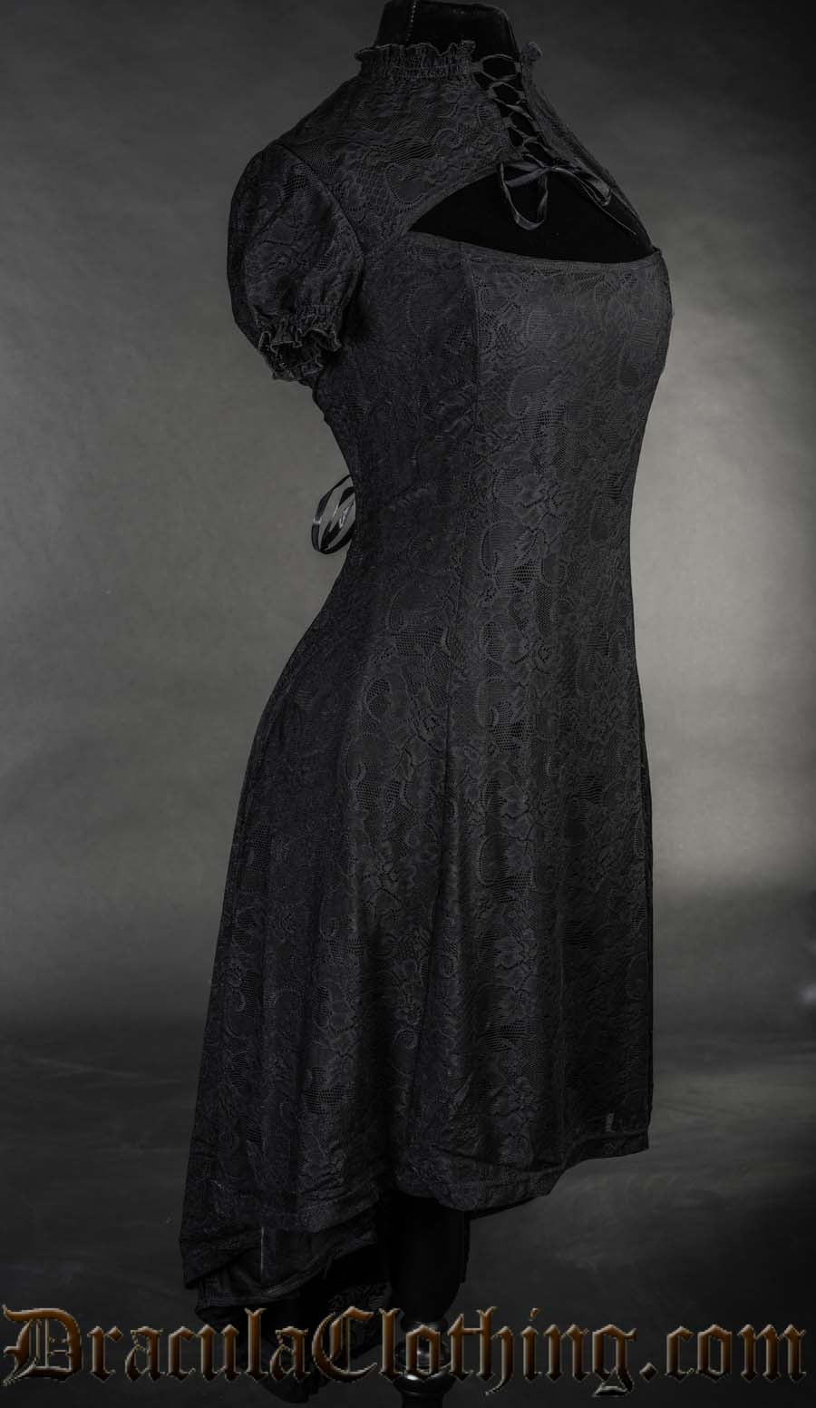 Side view of black lace women's dress