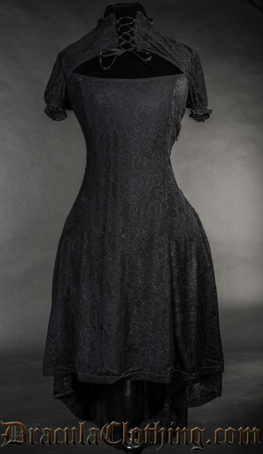 Women's black lace high low dress with keyhole neckline