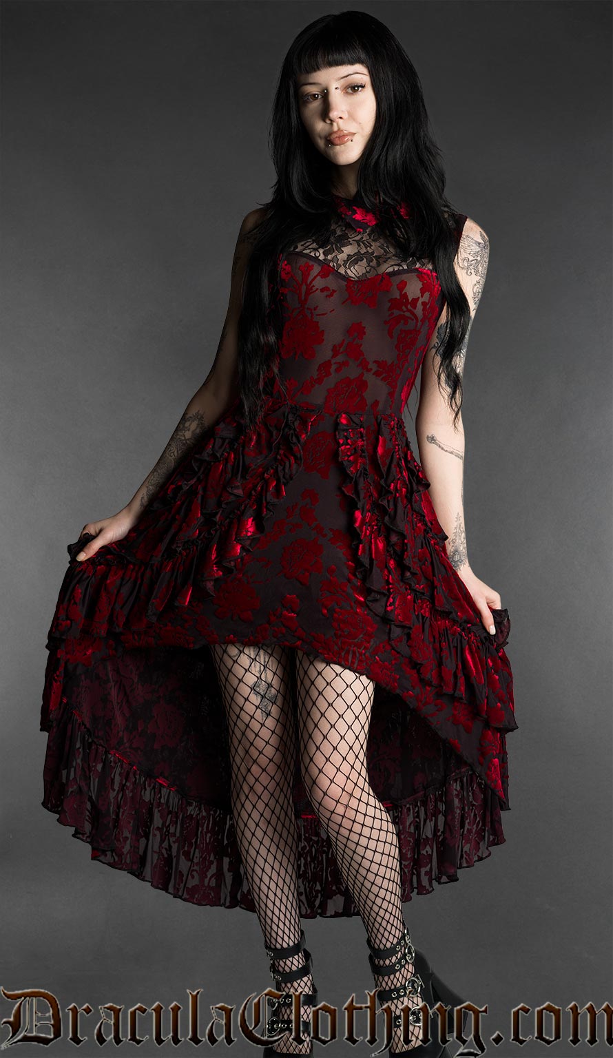 Rose Bat Ruffle Dress