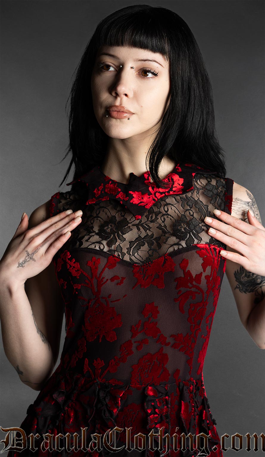 Rose Bat Ruffle Dress