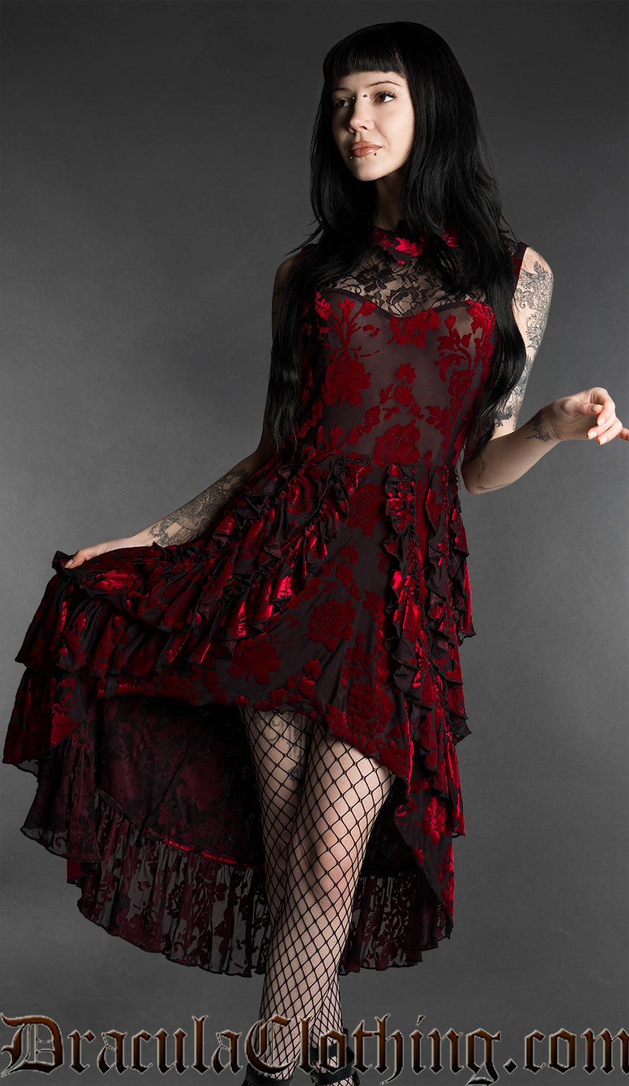 Rose Bat Ruffle Dress