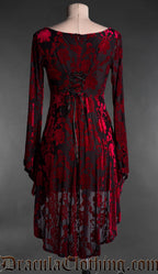 Rose Burned Velvet High Low Dress
