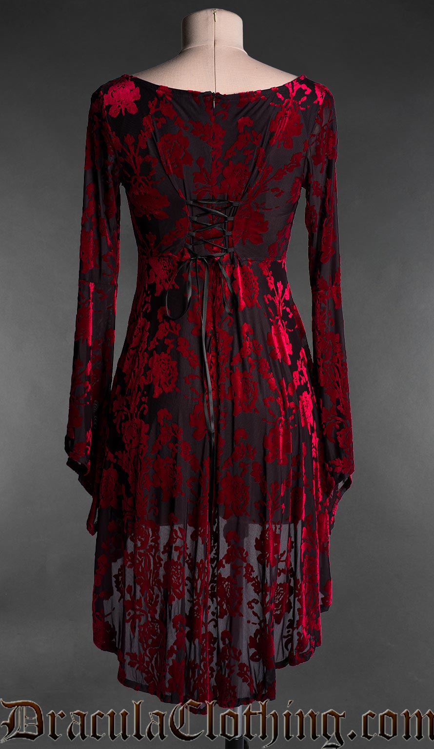 Rose Burned Velvet High Low Dress