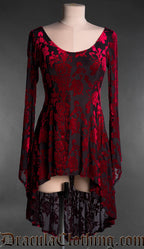 Rose Burned Velvet High Low Dress