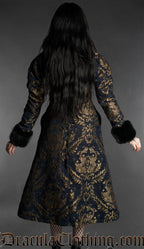 Royal Dark Blue Faux Fur Coat