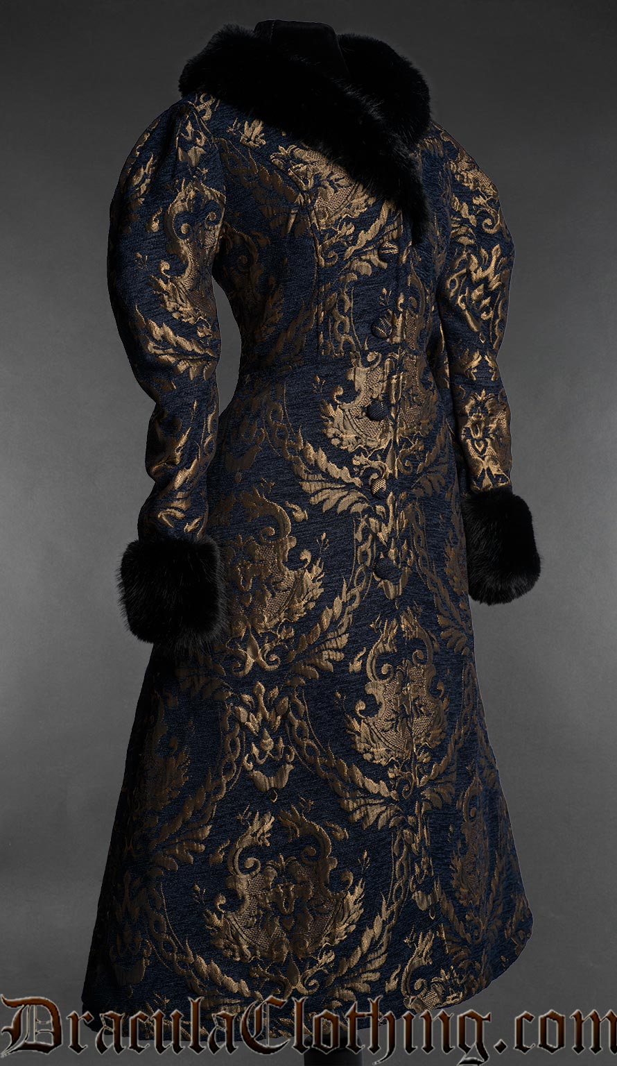 Royal Dark Blue Faux Fur Coat