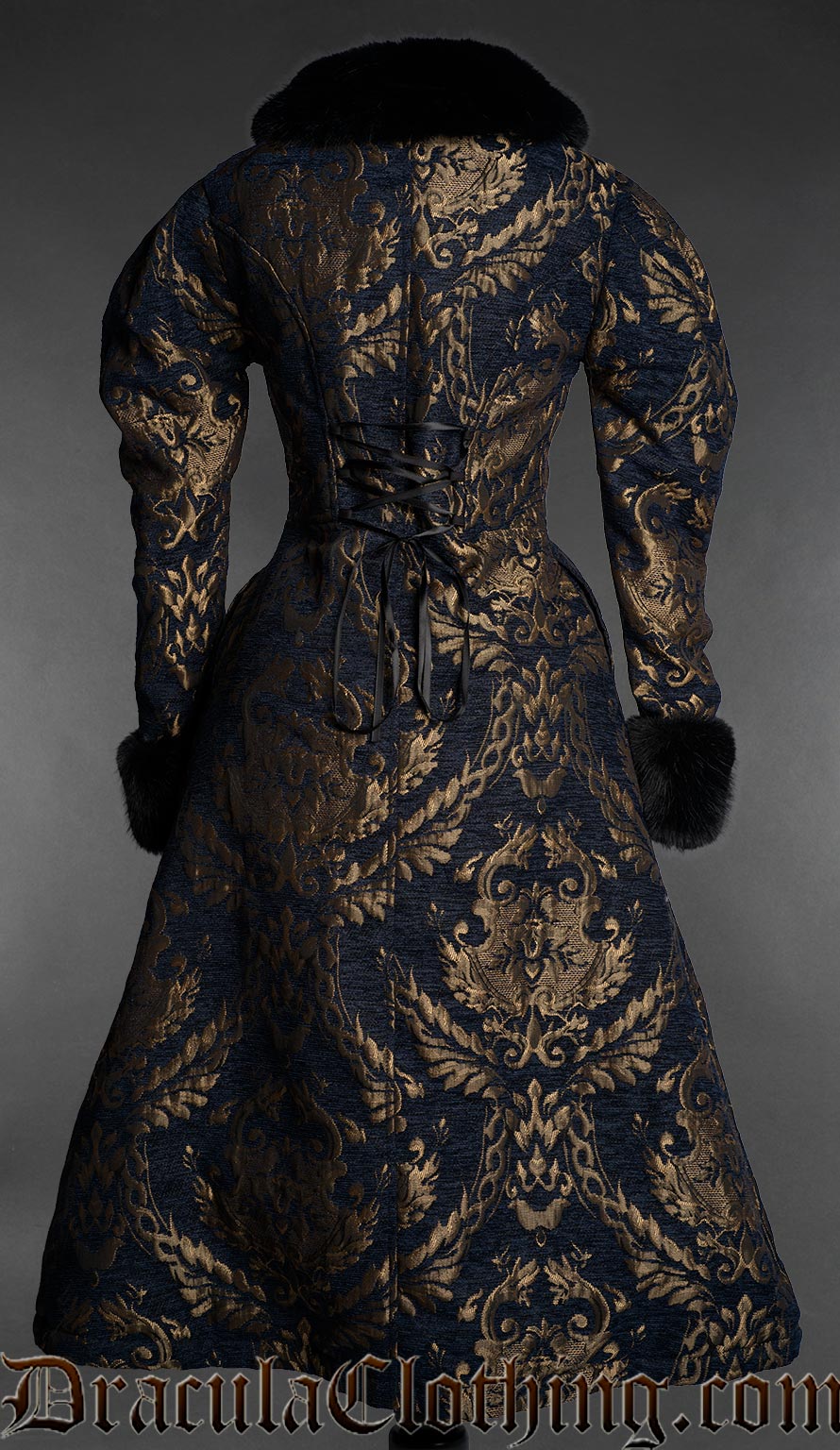 Royal Dark Blue Faux Fur Coat