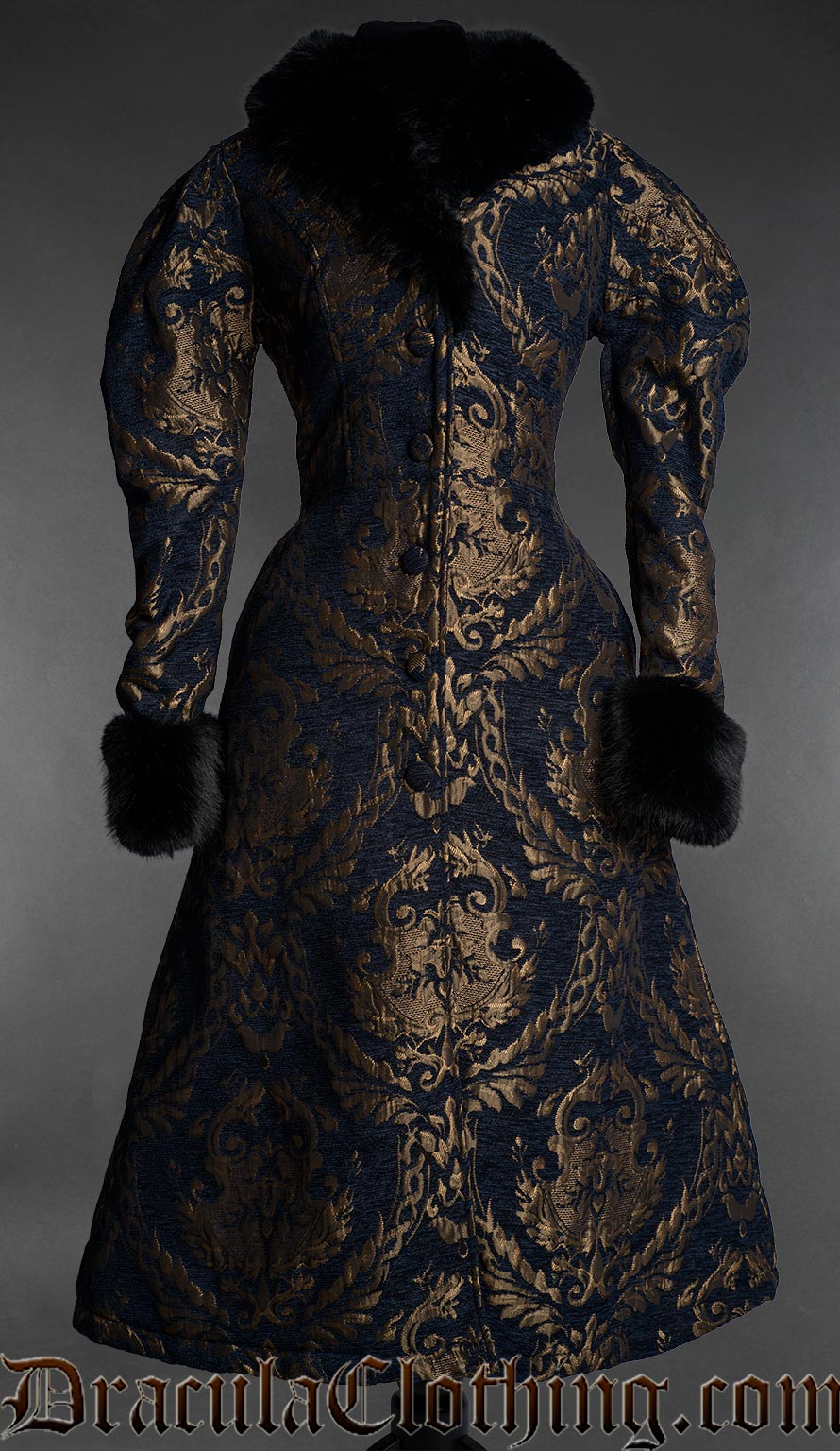 Royal Dark Blue Faux Fur Coat
