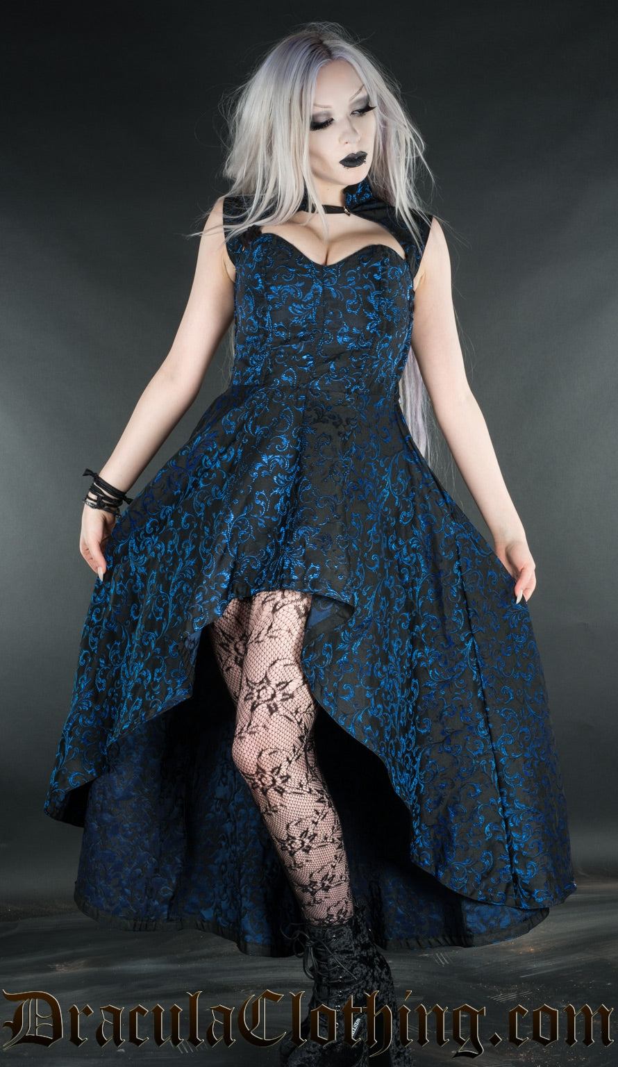 blue choker dress Strapless Choker A-line Slit Gown by Rachel Allan 50362