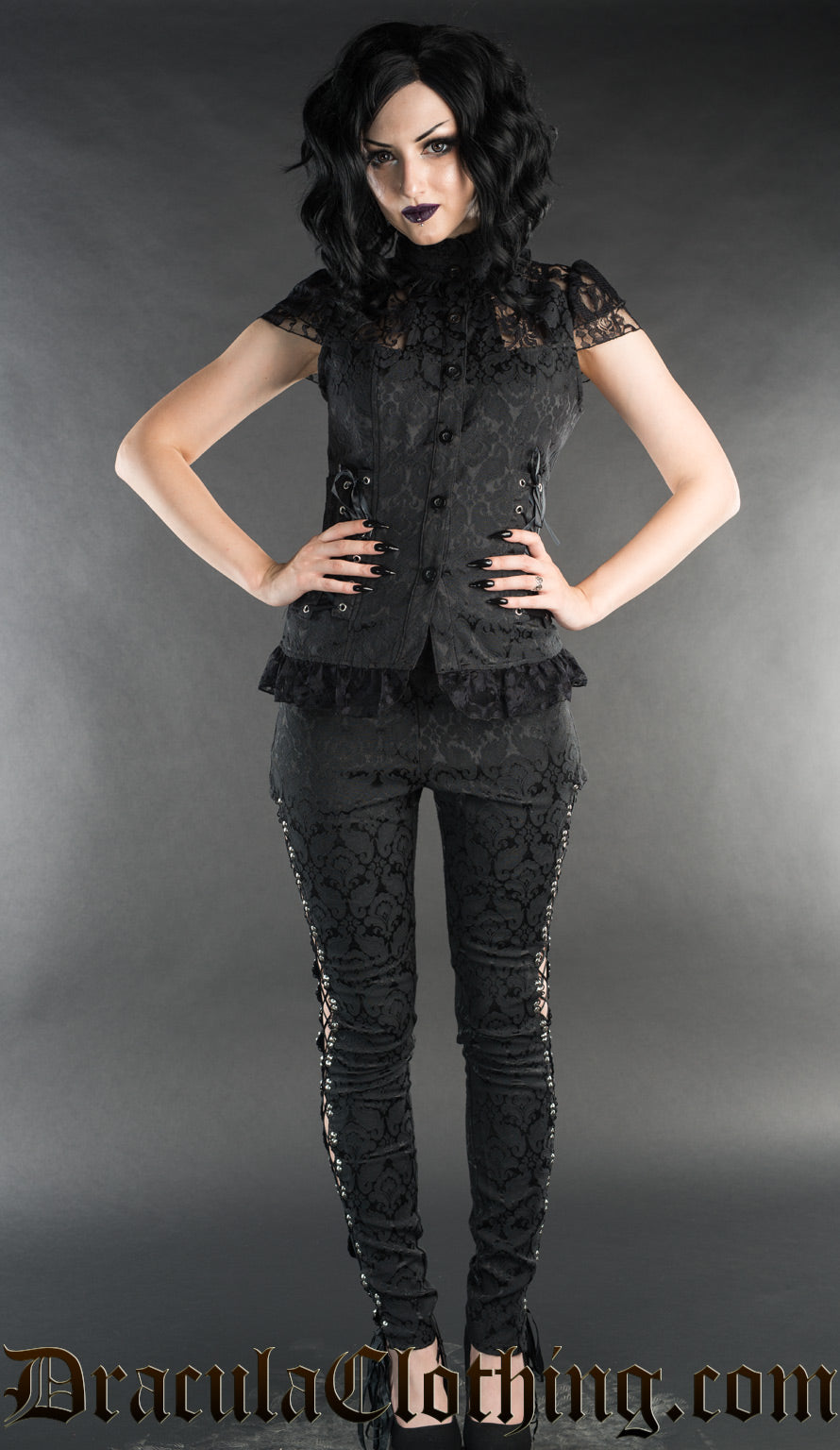 Side Laced Brocade Pants