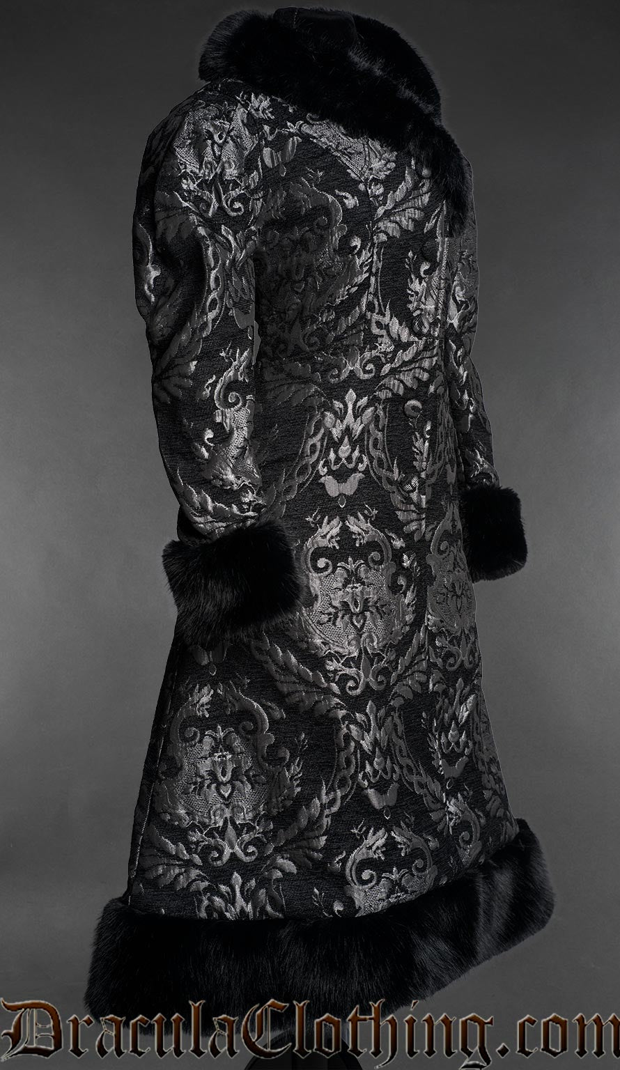 Silver Brocade Baroque Winter Coat