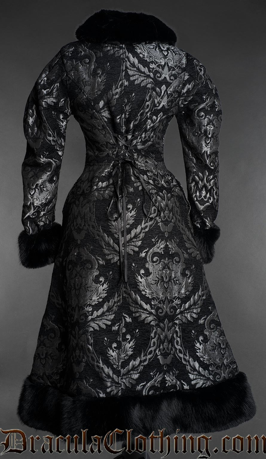 Silver Brocade Baroque Winter Coat