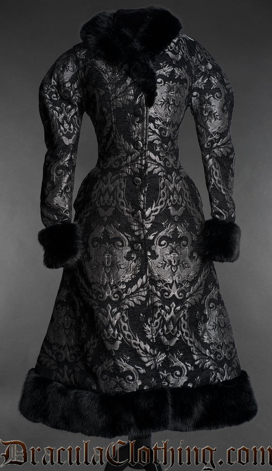 Silver Brocade Baroque Winter Coat