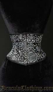 SILVER BROCADE WAIST CINCHER