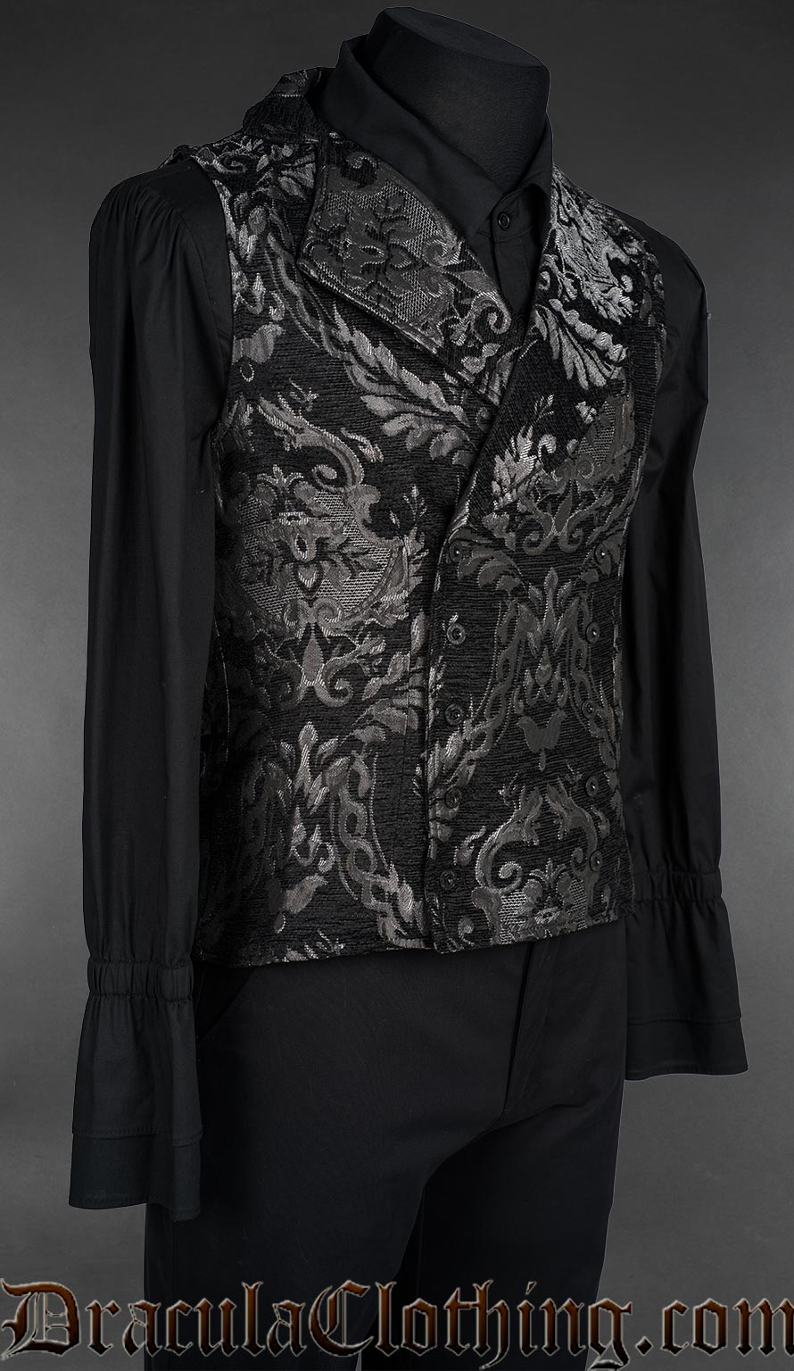 Silver Chenille Brocade Double Buttoned Vest
