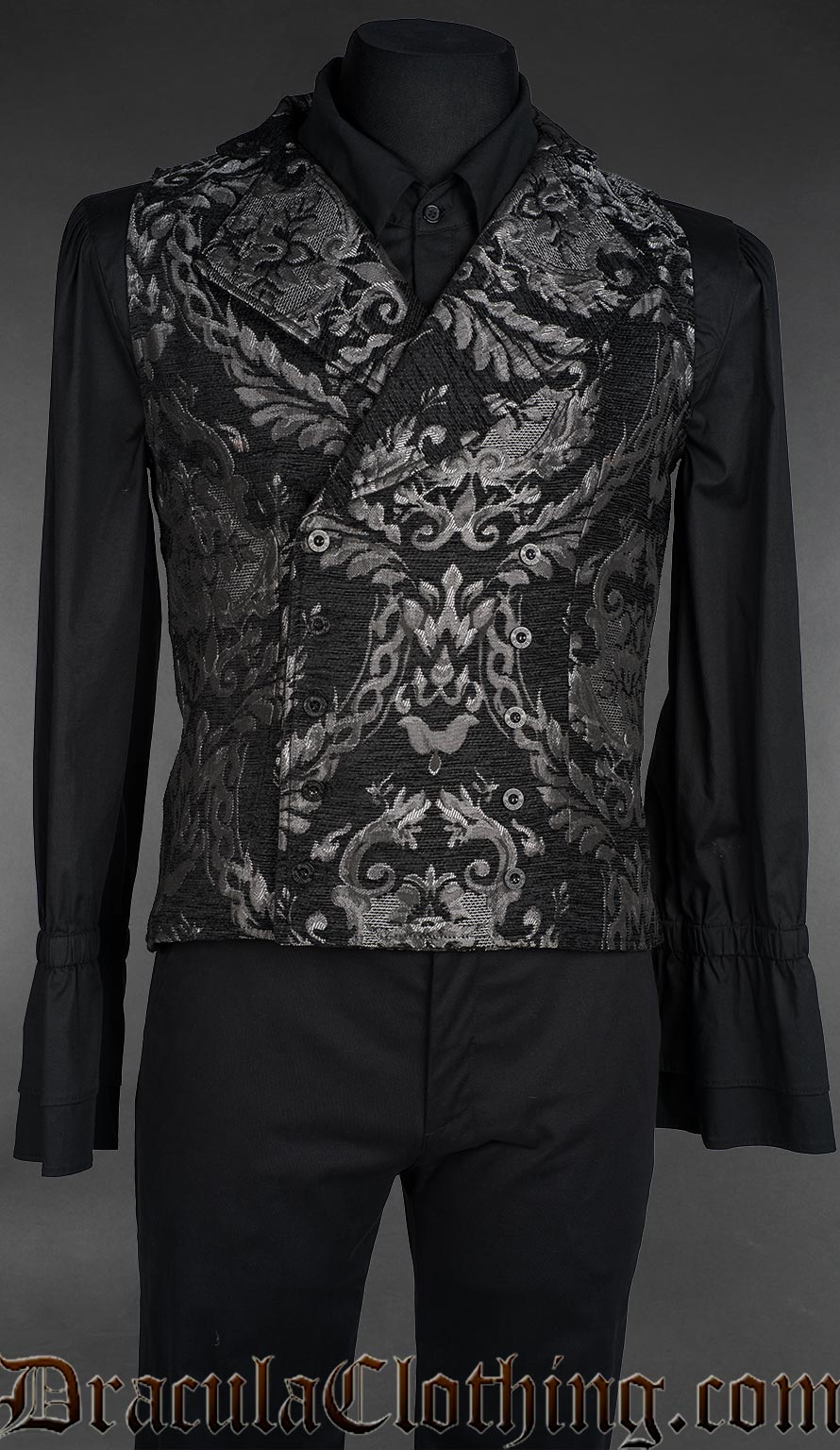 Silver Chenille Brocade Double Buttoned Vest