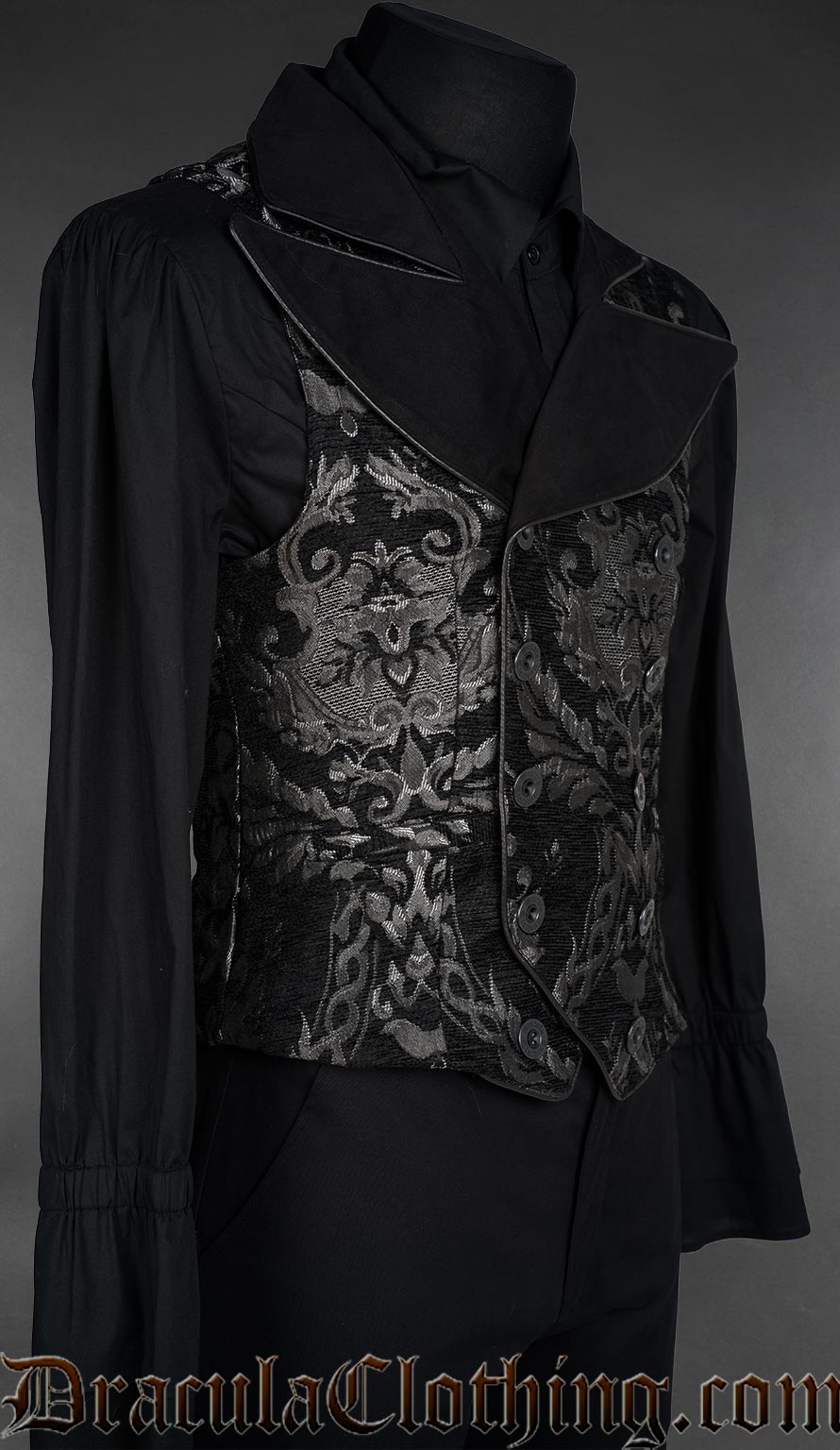 Silver Chenille Brocade Goth Victorian Vest
