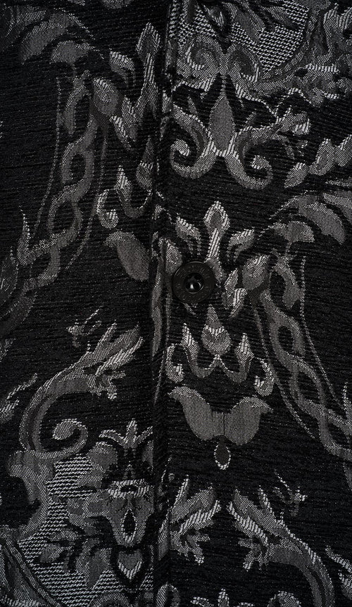Silver Chenille Brocade Regent Faux Fur Coat