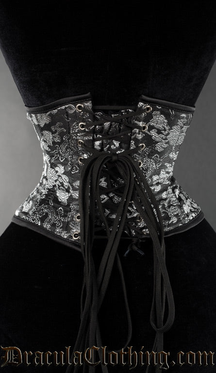 Silver Brocade Dragon Waist Cincher