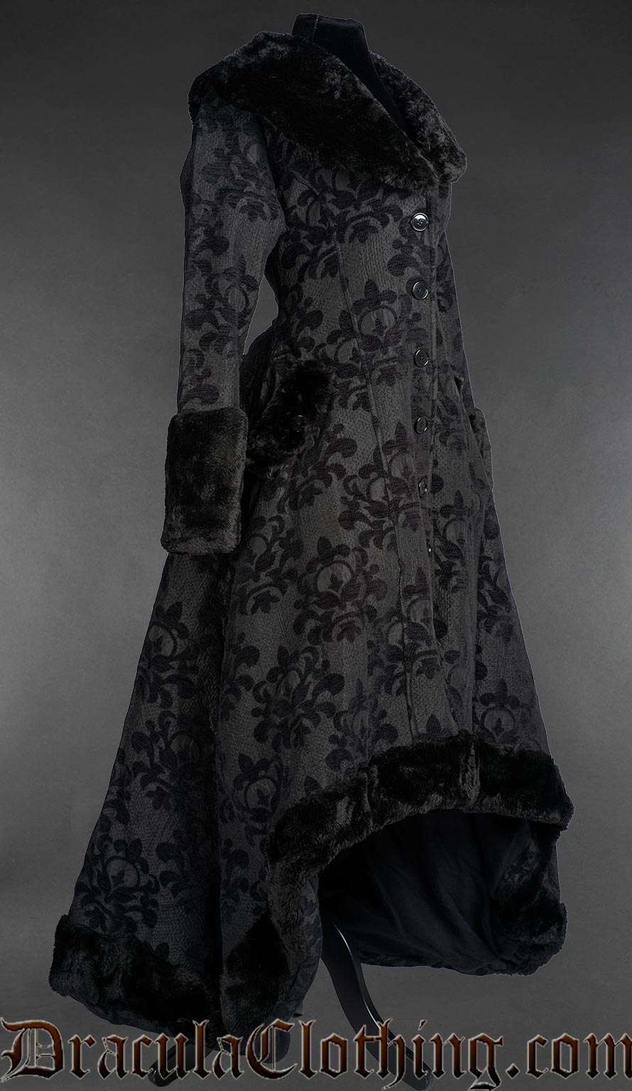 Skull Brocade Pocket Winter Coat