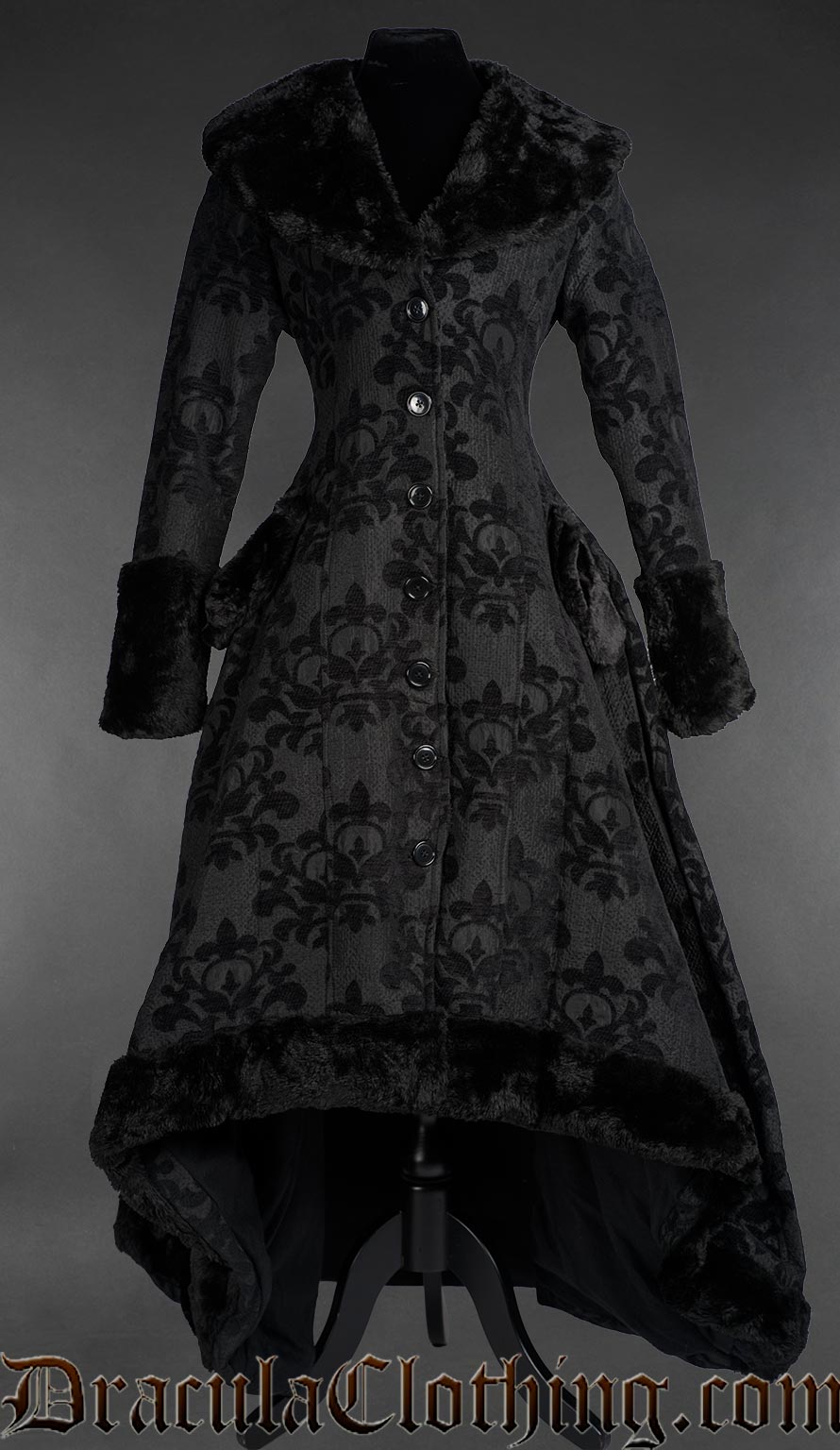 Skull Brocade Pocket Winter Coat