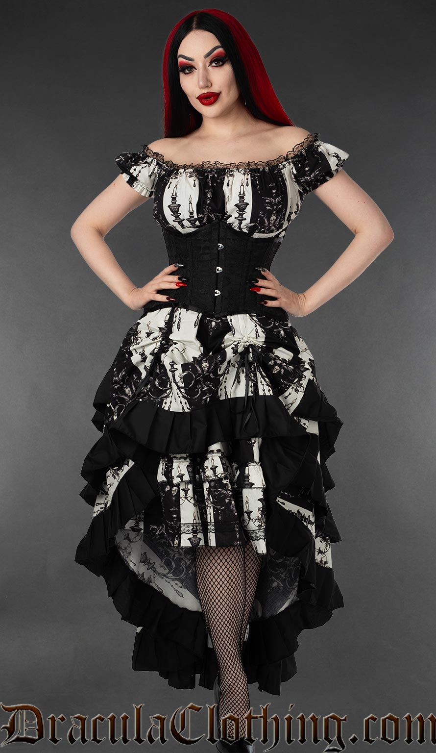 Skull Striped Gothabilly Dress DraculaClothing Skull Striped Gothabilly Dress DraculaClothing
