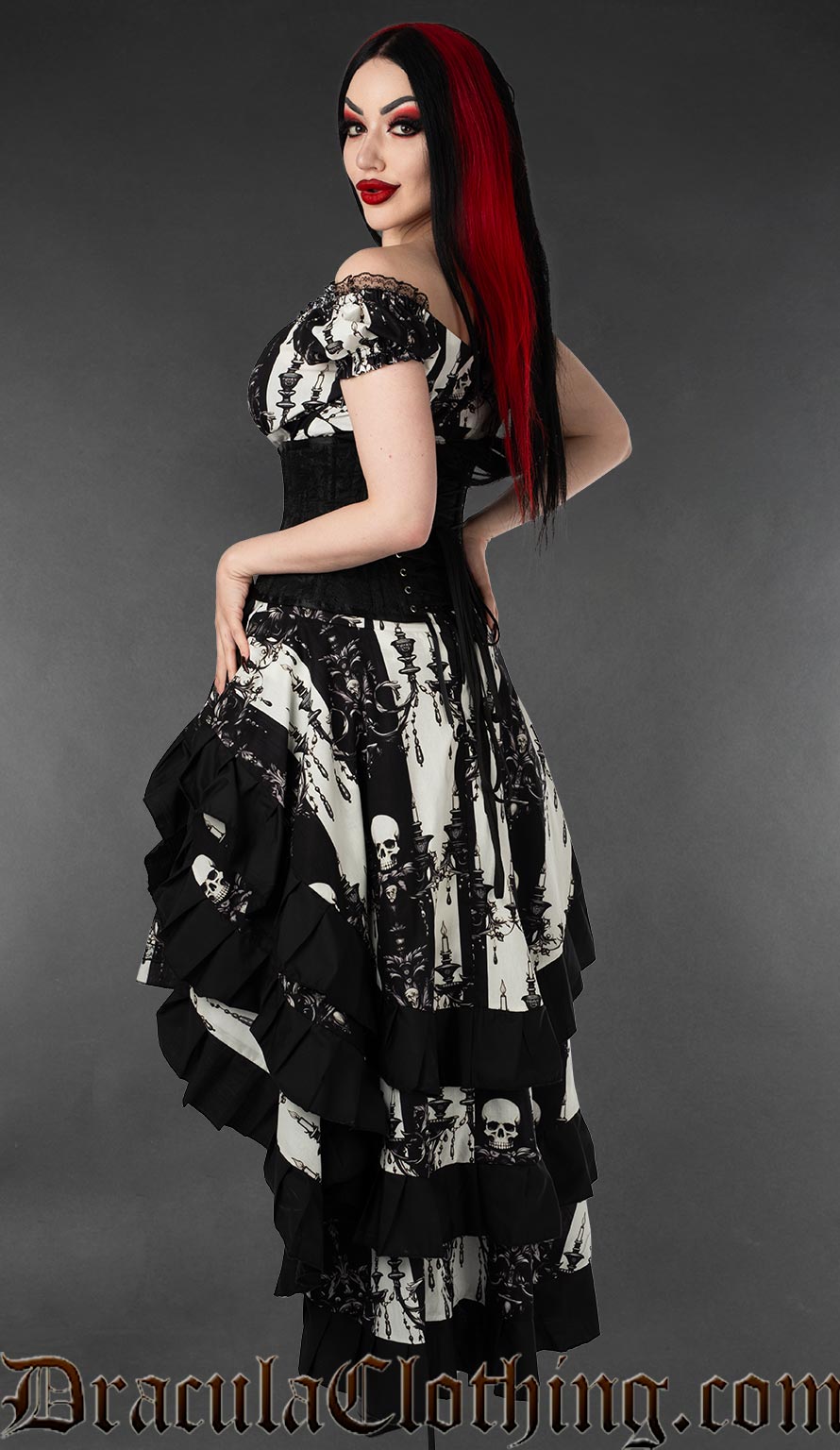 Skull Striped Layer Bustle Skirt
