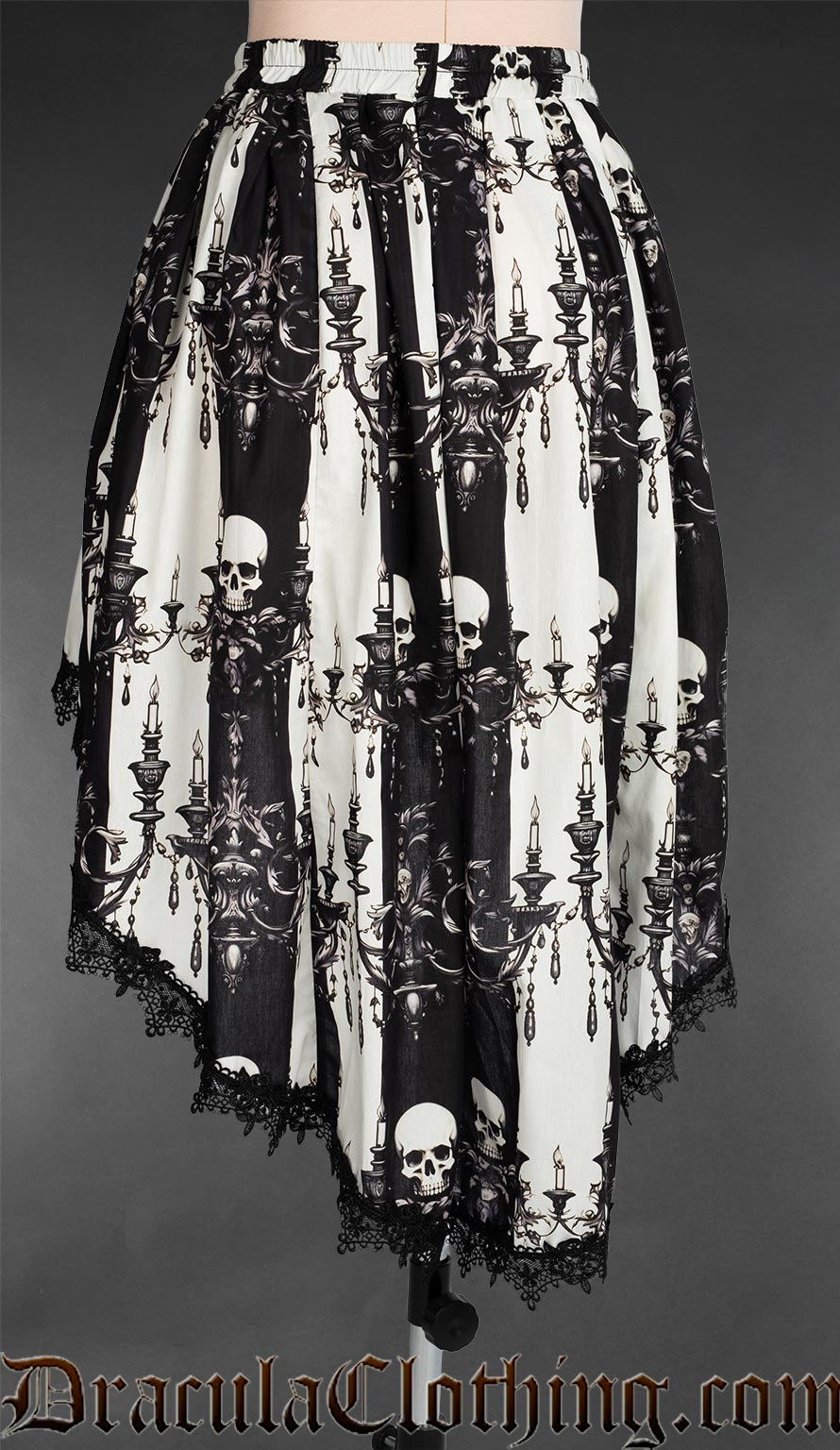 Skull Striped High Low Skirt