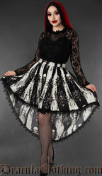 Skull Striped High Low Skirt