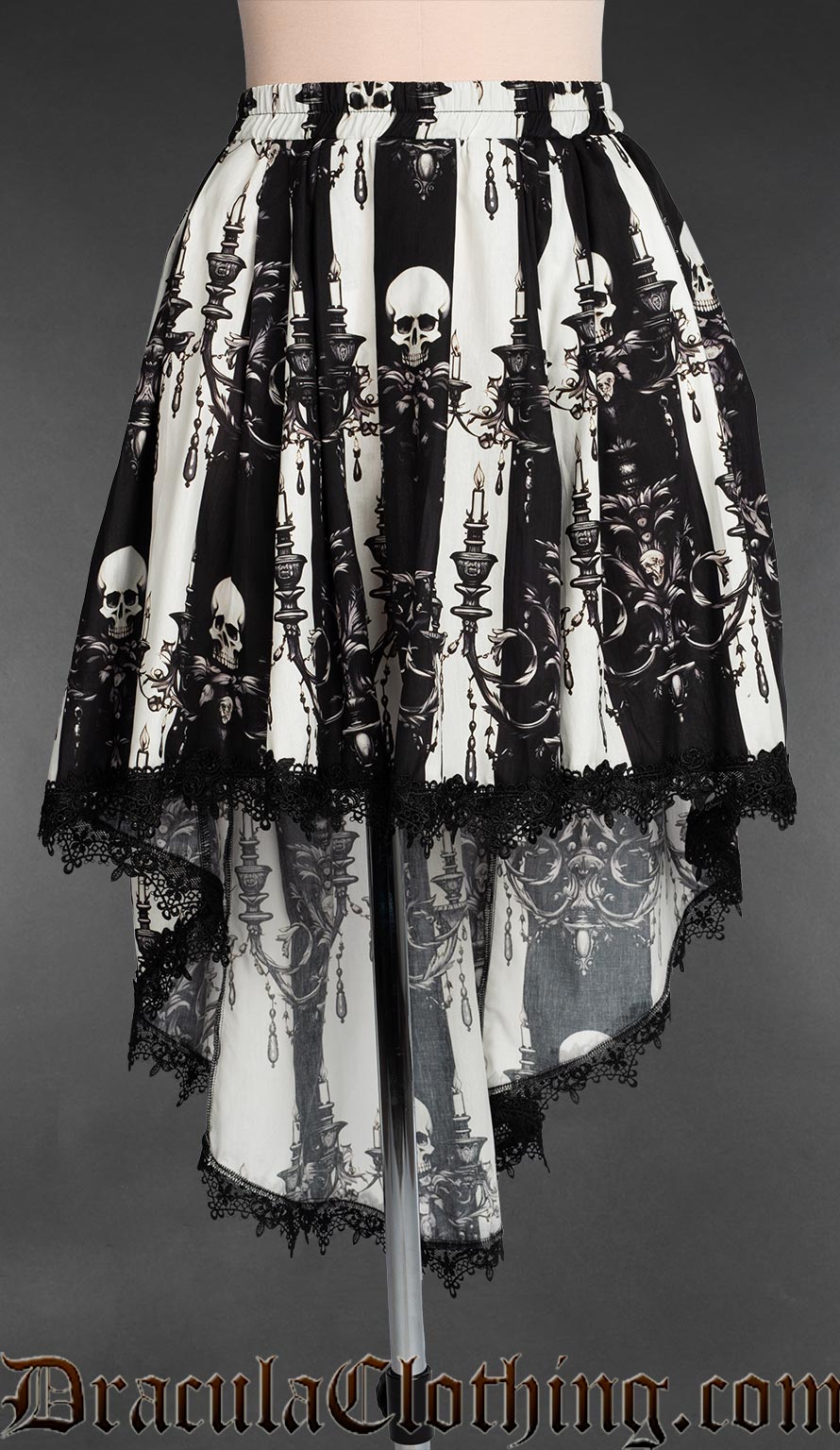 Skull Striped High Low Skirt